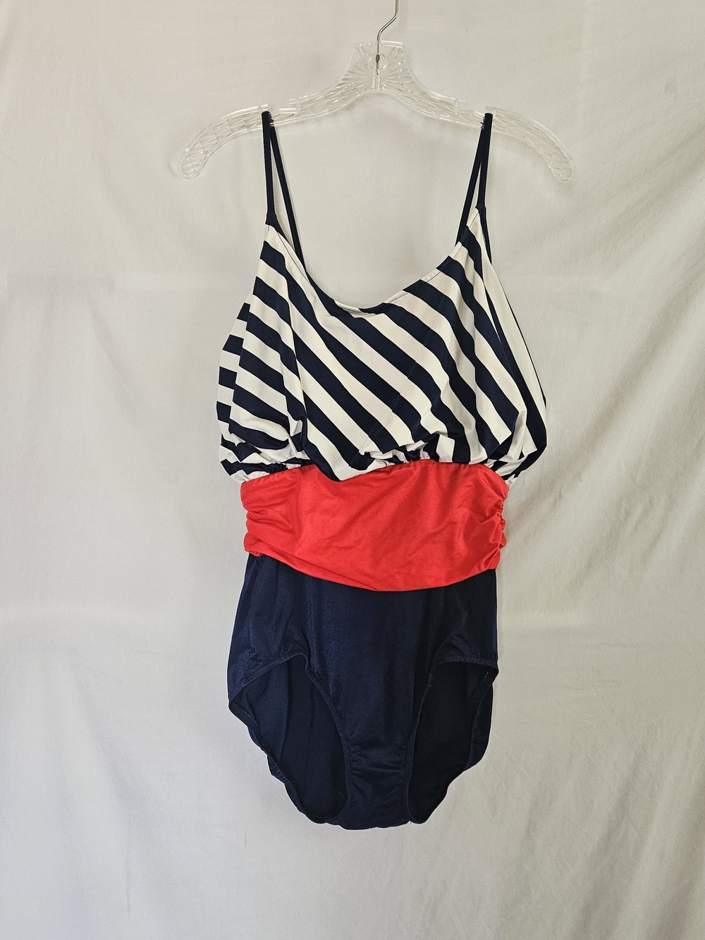 Vintage Nautical One-Piece Swimsuit Sirena Womens 14 USA Beach Old Money